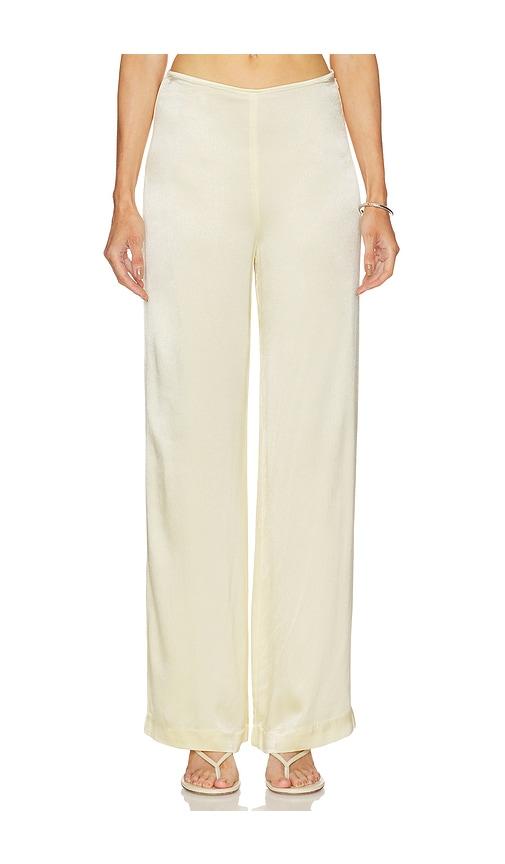 bardot devin mid rise satin pant in yellow. - size 10 (also in 12, 2, 4, 6, 8)