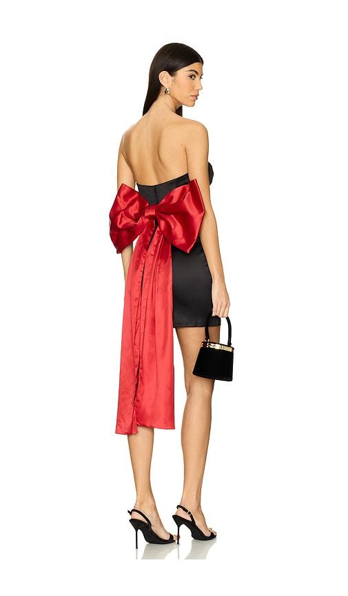 bardot eleni bow back satin dress in black. - size 4 (also in 6)