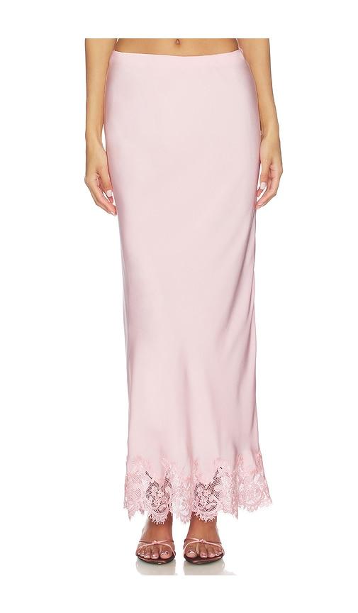 bardot elisan lace satin midi skirt in pink. - size 10 (also in 4, 2, 6, 8)