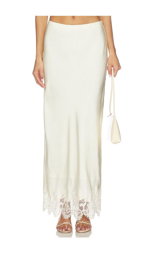 bardot elisan lace satin midi skirt in white. - size 12 (also in 4, 2, 6, 8)