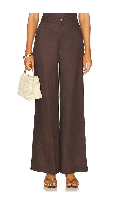 bardot enya linen pant in chocolate. - size 2 (also in 4, 8)