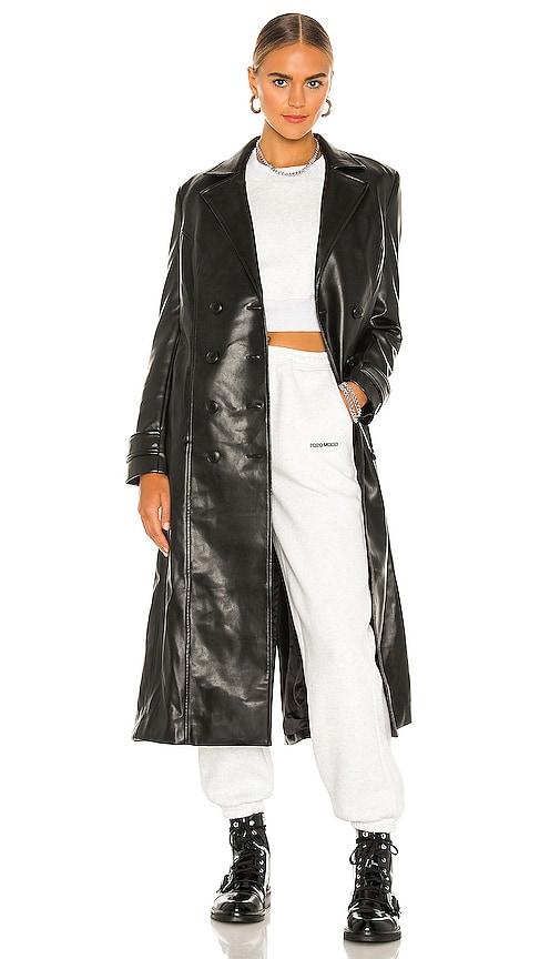 bardot faux leather trench coat in black. - size xl (also in aus 8 / us xs)