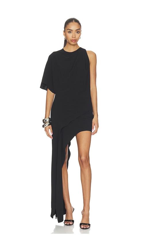bardot halsey high low drape dress in black. - size 2 (also in 4, 6)