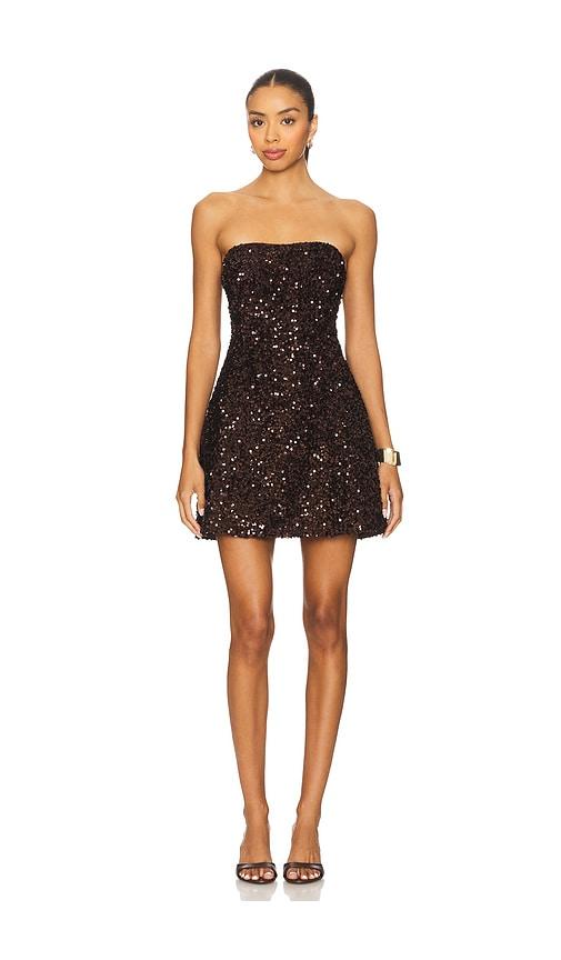bardot helene sequin mini dress in chocolate. - size 10 (also in 12, 2, 4, 6, 8)