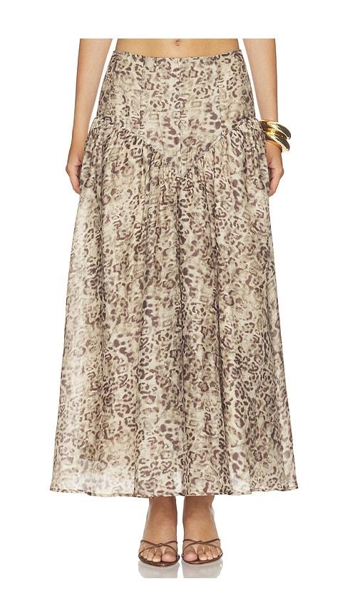 bardot hildie high waisted midi skirt in brown. - size 10 (also in 4, 2, 6, 8)