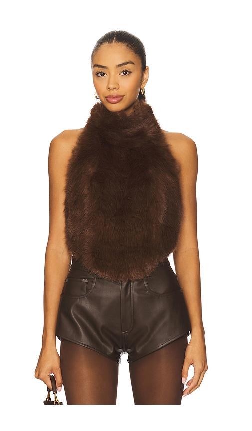 bardot julietta faux fur top in chocolate. - size 10 (also in 4, 6, 8)