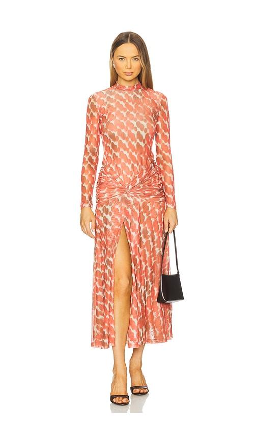 bardot lea printed mesh dress in orange. - size l (also in m, s, xs)