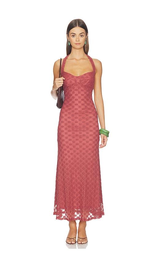 bardot mariko halter neck midi dress in rust. - size 12 (also in 6)