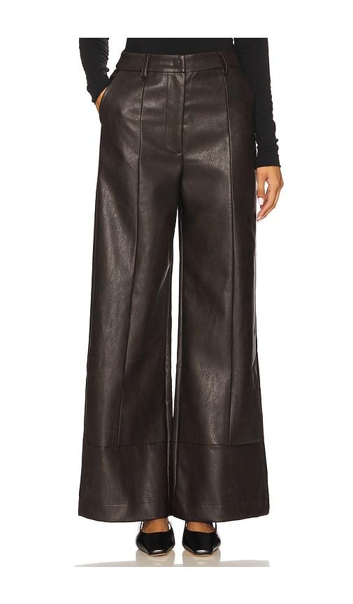 bardot marlowe faux leather pant in chocolate. - size 4 (also in 6)