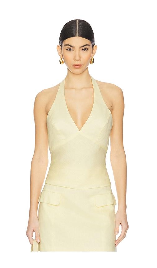 bardot paola halter linen top in yellow. - size 12 (also in 8)