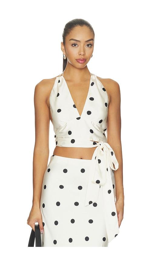 bardot pheobe satin halter tie top in cream. - size 6 (also in 8)