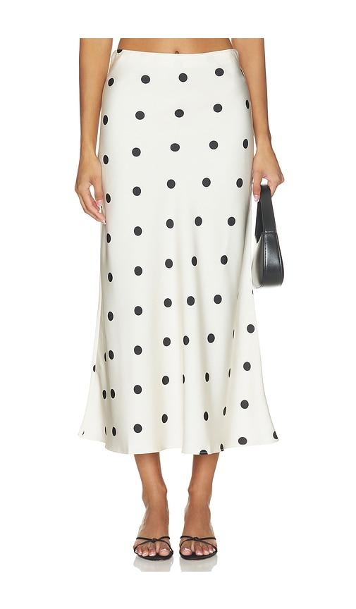 bardot pheobe satin midi skirt in cream. - size 10 (also in 4, 2, 6, 8, 12)