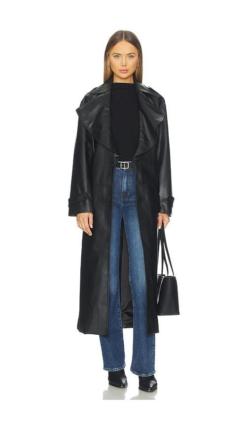 bardot reilia faux leather coat in black. - size m/l (also in s/m)