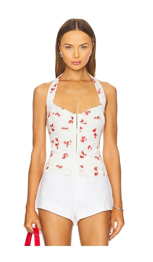 bardot rixton printed halter top in white. - size 10 (also in 6, 8, 12)