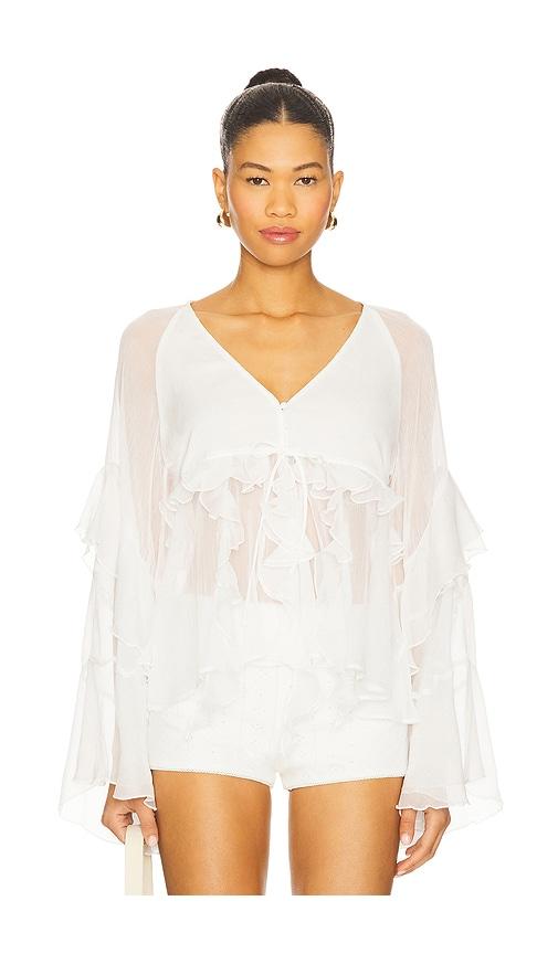 bardot rosalo ruffle blouse in white. - size 10 (also in 12, 6, 8)