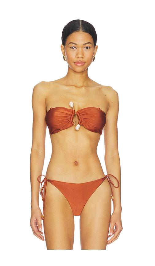 bardot rymona bandeau bikini top in rust. - size l (also in s, m)