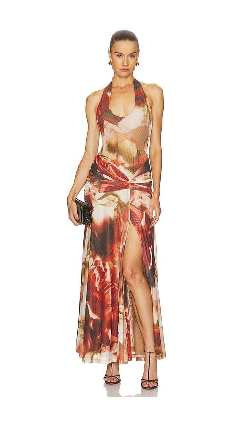 bardot sariba halter mesh midi dress in brown. - size l (also in xs, s, m, xl)