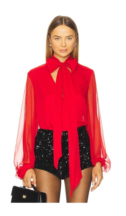 bardot solace tie front blouse in red. - size 2 (also in 4, 6)
