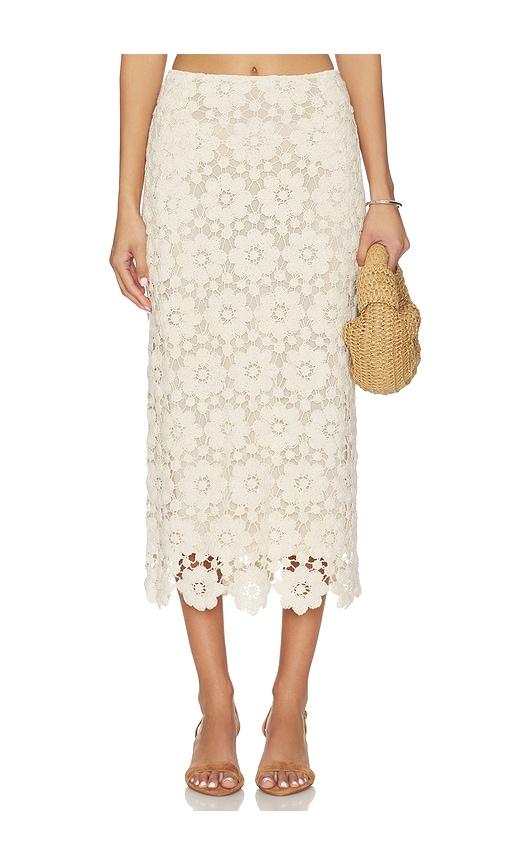 bardot veneta crochet midi skirt in beige. - size l (also in s, xs, m, xl)