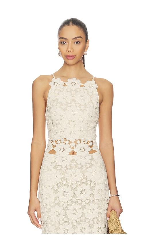 bardot veneta crochet top in beige. - size l (also in s, xs, m, xl)