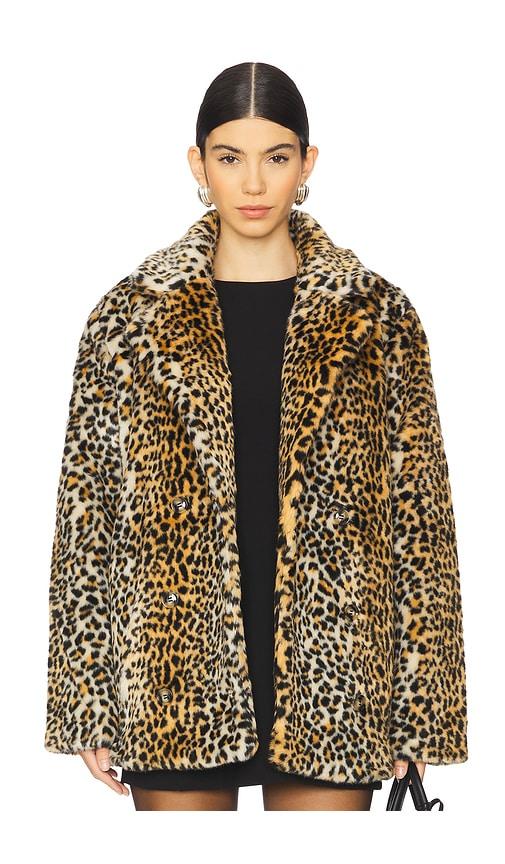 bardot vento faux fur coat in brown. - size 2 (also in 6)