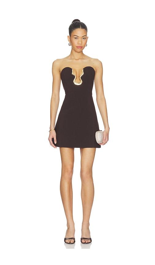 bardot venya hourglass mini dress in chocolate. - size 12 (also in 6, 8)