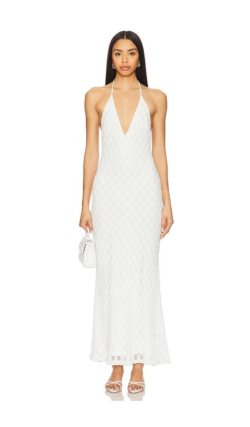 bardot x revolve adoni halter mesh midi dress in white. - size 12 (also in 4, 6, 8)