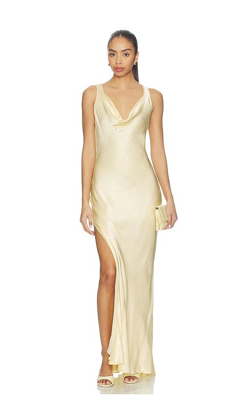 bardot x revolve anouk cowl neck maxi dress in lemon. - size 12 (also in 2, 6, 8)