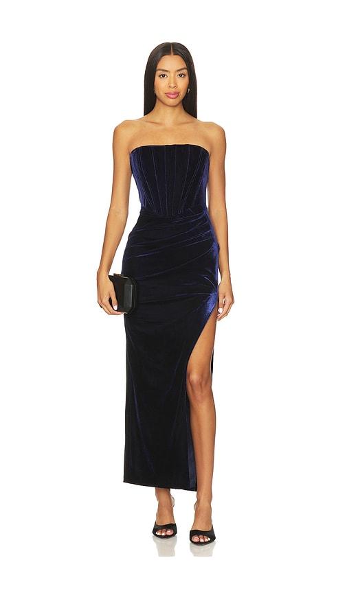 bardot x revolve everlasting velour midi dress in navy. - size 2 (also in 4, 6, 8)
