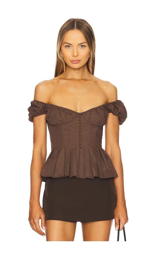 bardot x revolve larna top in chocolate. - size 2 (also in 4, 6, 8)