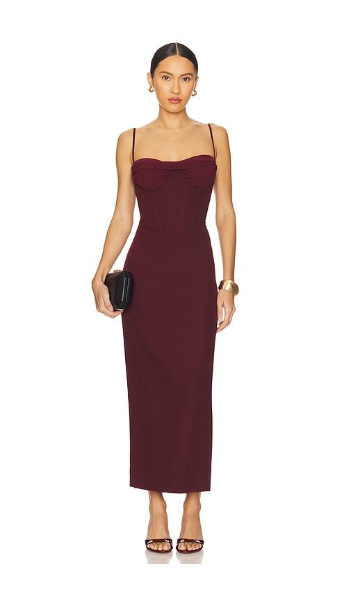 bardot x revolve martini midi dress in burgundy. - size 12 (also in 8)
