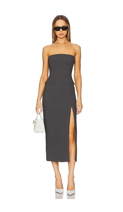 bardot x revolve nikki strapless midi dress in charcoal. - size 10 (also in 4)