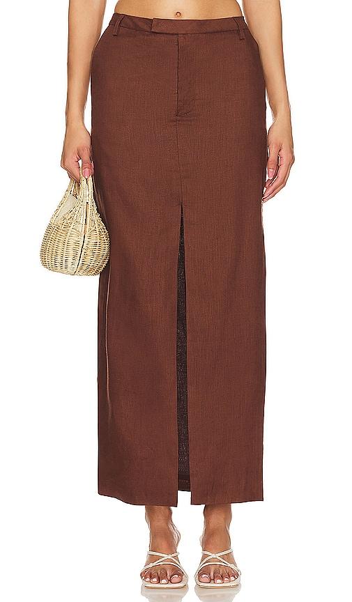bardot x revolve sita maxi skirt in chocolate. - size 12 (also in 2)