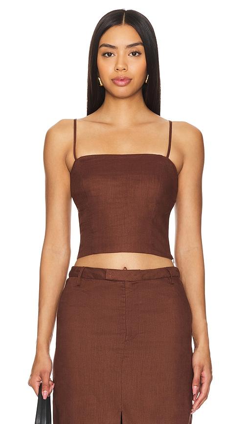 bardot x revolve sita top in chocolate. - size 10 (also in 12)