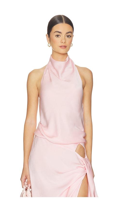 bardot x revolve solene high cowl neck top in pink. - size 10 (also in 2, 4, 6, 8)