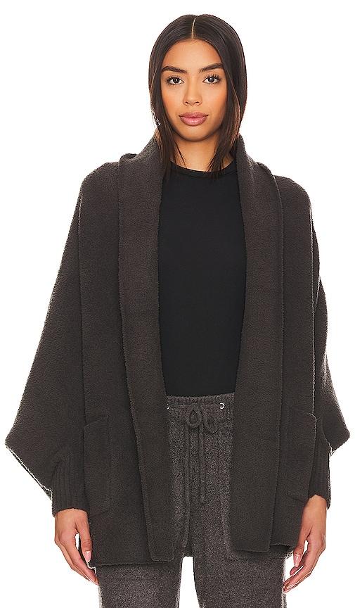 barefoot dreams cozychic blanket wrap in charcoal.
