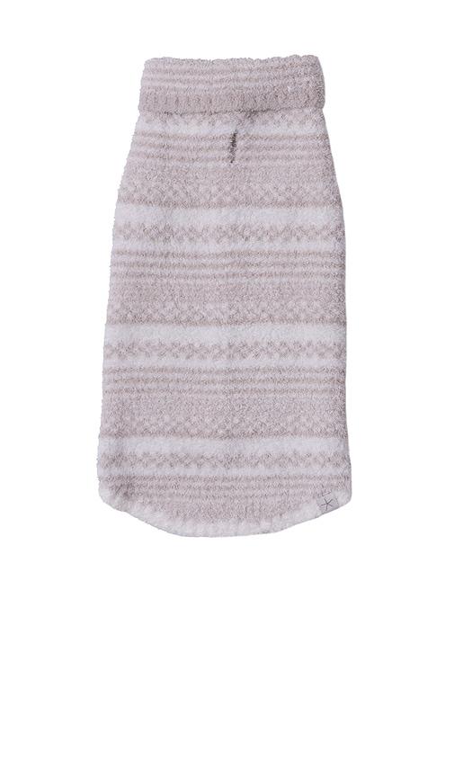 barefoot dreams cozychic checkered stripe pet sweater in cream. - size l (also in m, s, xl)
