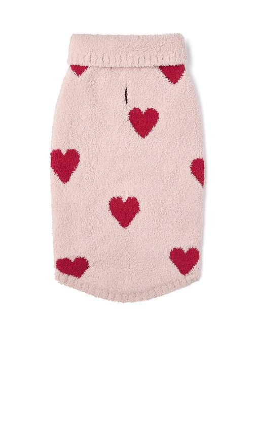 barefoot dreams cozychic heart print pet sweater in pink. - size l (also in xl, xxl, xxxl)