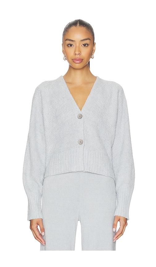 barefoot dreams cozychic lite ribbed button front cardigan in baby blue. - size s (also in xs)