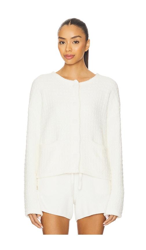 barefoot dreams cozychic textured button front cardigan in white. - size l (also in xl)