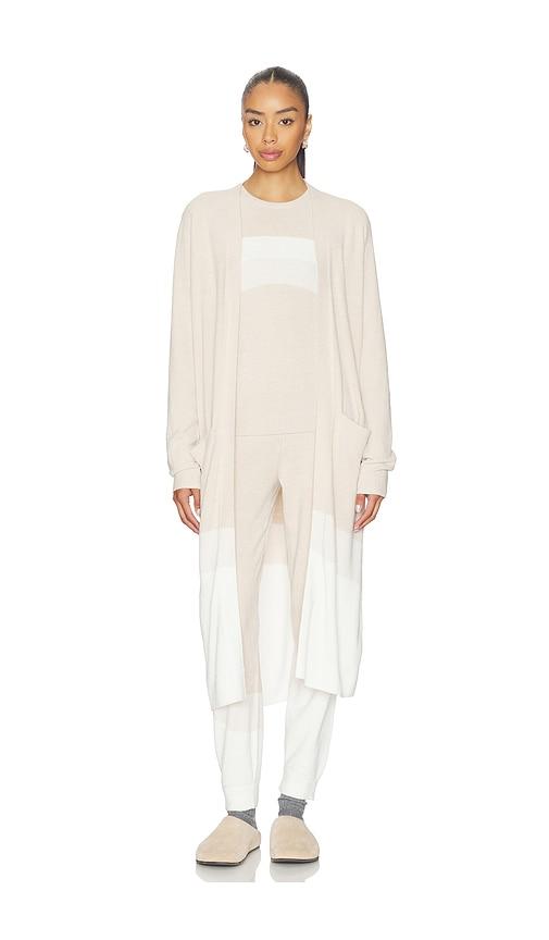 barefoot dreams cozychic ultra lite wavy long cardigan in beige. - size l (also in s, xs, m, xl)