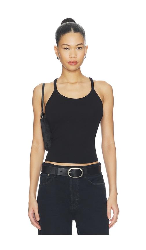 bareloom palms racer tank in black. - size l (also in m)