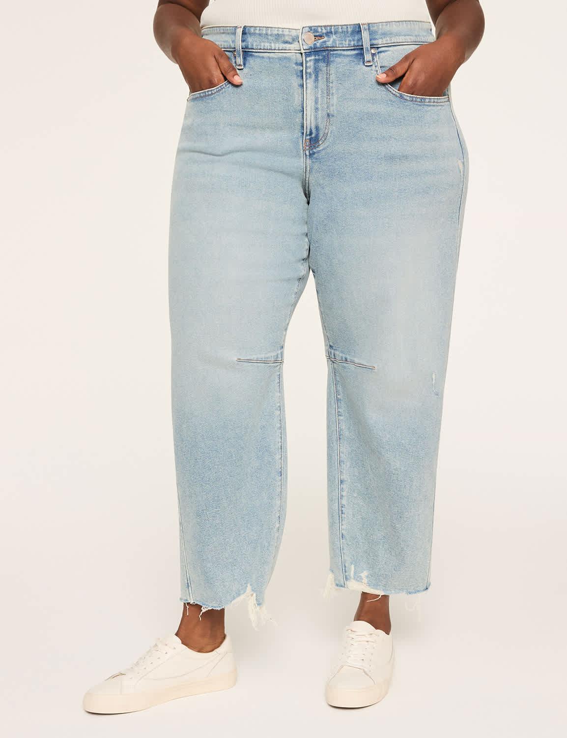 barrel raw hem jean