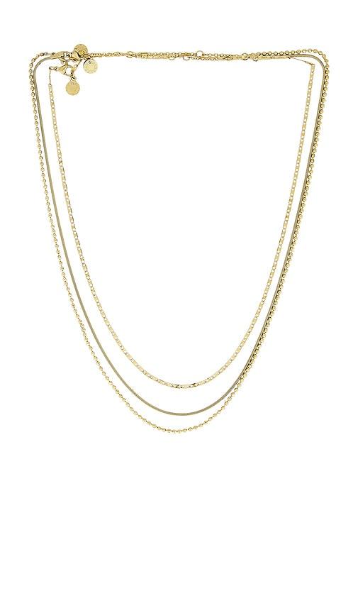 baublebar anita water resistant necklace set in metallic gold.