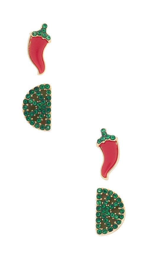 baublebar chili lime earrings set in green.
