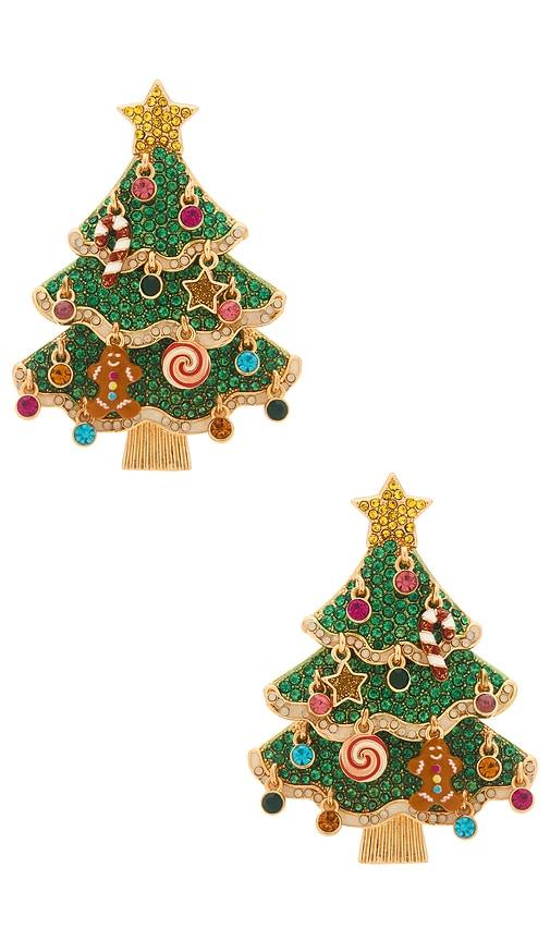 baublebar christmas tree statement earrings in green.