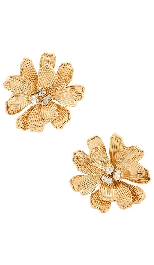 baublebar floral statement earrings in metallic gold.