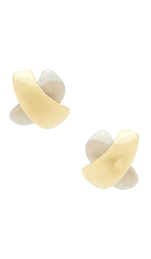 baublebar mixed metal cross earrings in metallic gold,metallis silver.