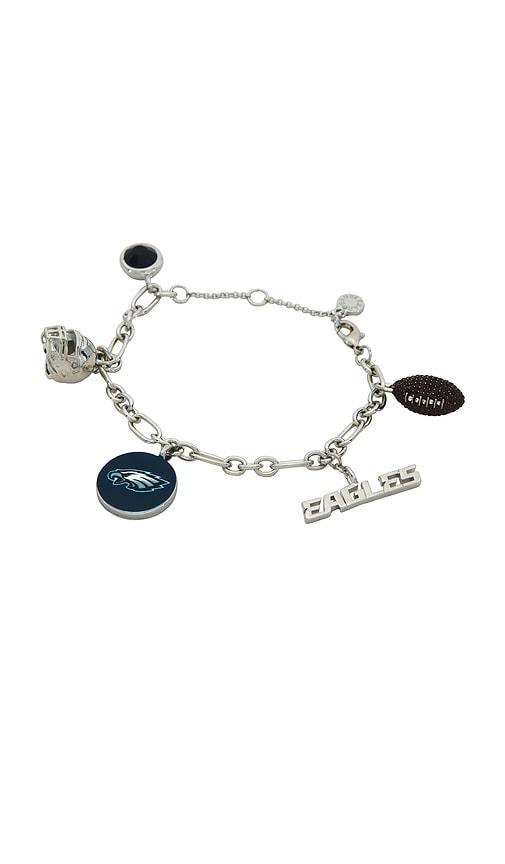 baublebar philadelphia eagles charm bracelet in metallic silver.