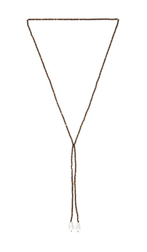 baublebar semi precious pearl wrap necklace in brown.